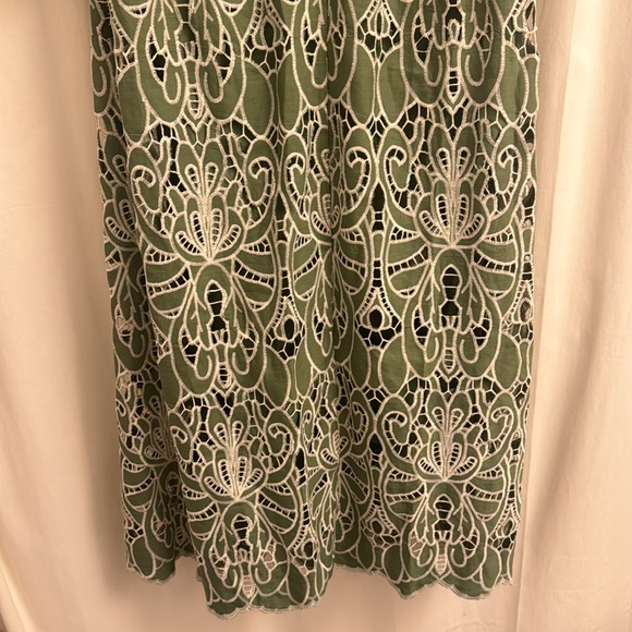 NWT LOEFFLER RANDALL Mimi Lace Tent Green Oversized Puff-Sleeve Dress Size Small - Picture 10 of 10